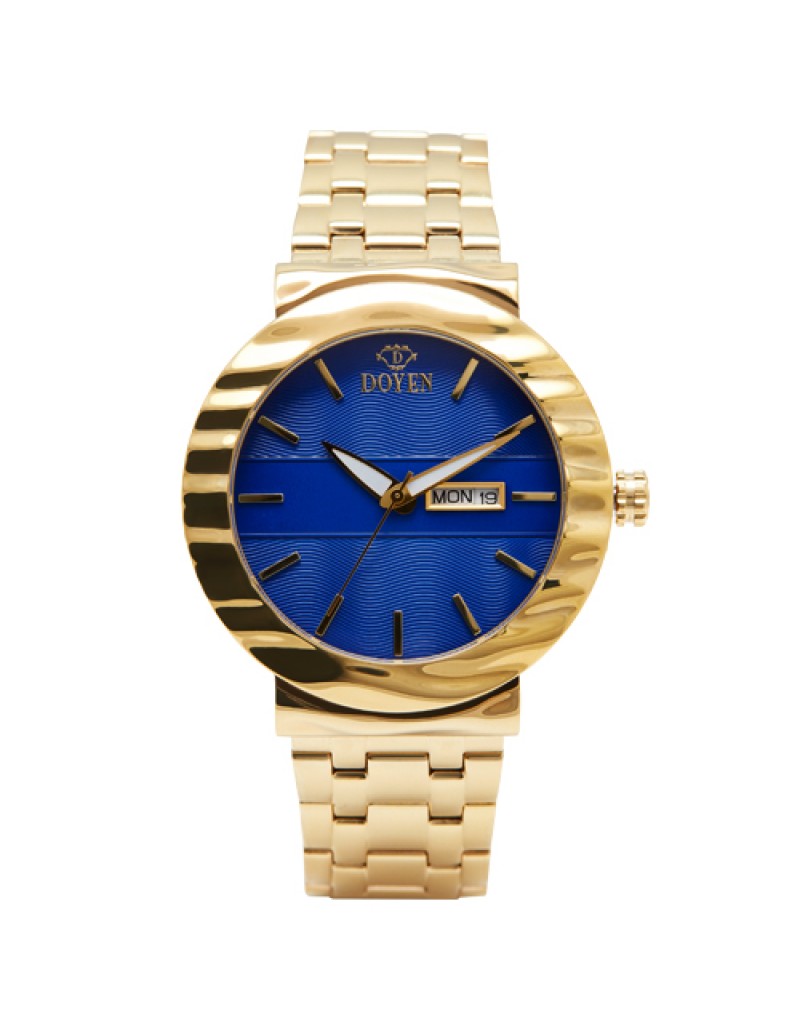 MR THAMES GENTS - YELLOW GOLD BLUE DIAL 3HD W/DAY&DATE  WATCH